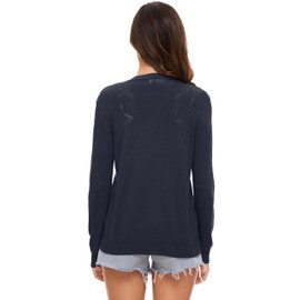 Famrrifuu Women's Cardigan Elegant Cardigan Summer Lightweight Jacket Long Sleeve Casual Summer Jacket, navy