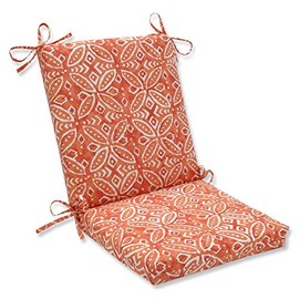 Pillow Perfect Outdoor | Indoor Merida Pimento Squared Corners Chair Cushion, 36.5 X 18 X 3, Orange
