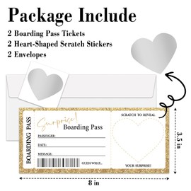 Surprise Boarding Pass Ticket, Golden Boarding Pass Gift Ticket, 2 Set DIY Scratch-Off Travel Tickets With Envelopes, Surprise Holiday Anniversary Trip Reveal Gifts Cards -03