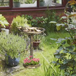Vintage Style Bird Bath with Flower Planter & Feeder