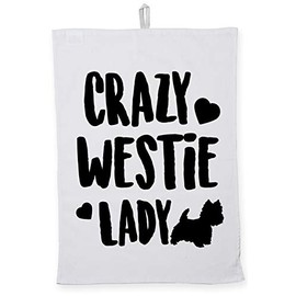 Hippowarehouse Crazy Westie Lady Tea Towel Eco Printed Dish Cloth Kitchen accessory 50cmx70cm 100% Cotton