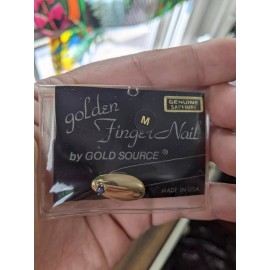 GOLD SOURCE VINTAGE GOLD SOURCE 1980S GOLD FINGER NAIL MEDIUM GENUINE SAPPHIRE PRESS ON NAIL
