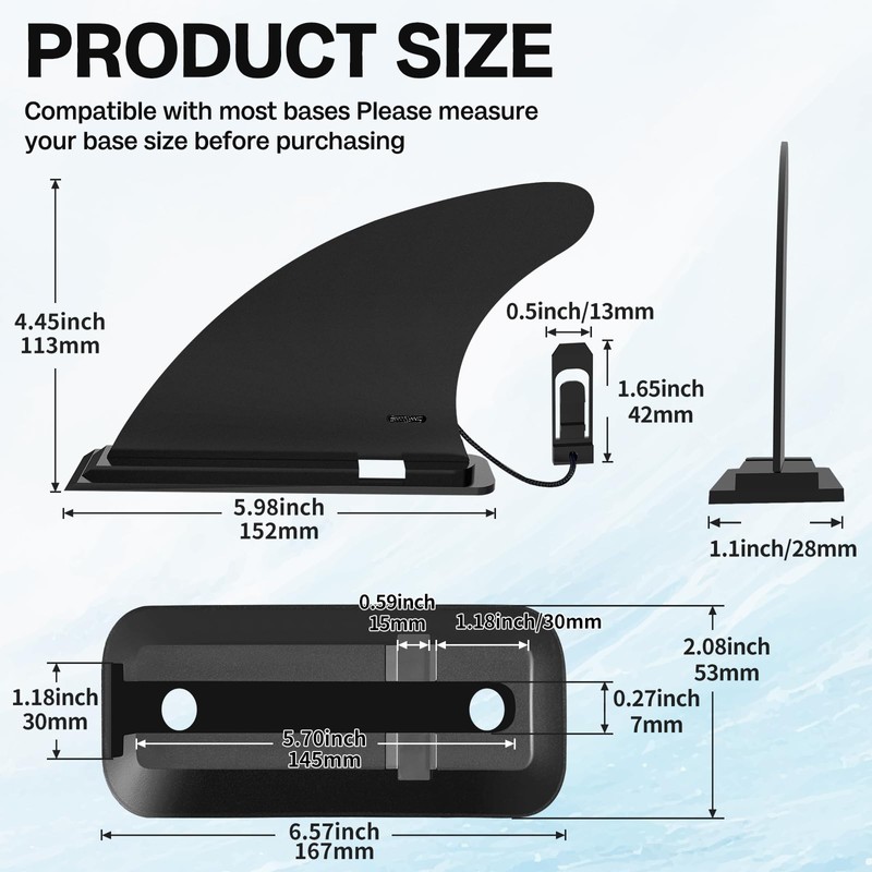 ALLPICK Sup Fin Small Fin, Removable Fin, Stand Up Paddle