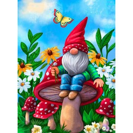 NAIMOER Gnomes Diamond Painting Kits for Adults, Full Drill Gnome Mushroom Diamond Painting Kits, DIY 5D Diamond Painting Butterfly Diamond Art Kits for Home Decor 30x40cm