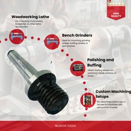BLUEFOX TOOLS Woodworking Live Tailstock Chuck Adapter 1"x8 TPI with MT2 | New Arbor for Various Drill & Milling Machines, Boring Lathes, Perfect for Holding Spindle, High Grade, 2MT Morse Taper Shank