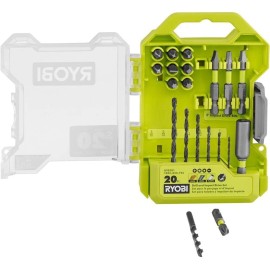 RYOBI 20 PC Drill And Impact Drive Set w/ Carrying Plastic Case