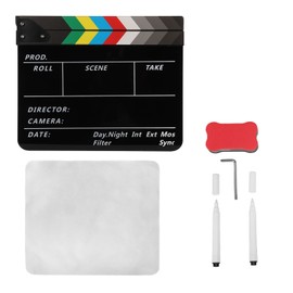 Movie Directors Clapboard Colorful Acrylic Movie Film Clap Board with Board Eraser Marker Wrench Cleaning Cloth