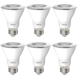 Sunco 6 Pack PAR20 LED Bulbs 50W Equivalent 7W Dimmable, CRI90 6000K Daylight Deluxe 470 Lumens E26 Medium Base IP65 Waterproof Indoor Home Residential Super Bright Wide Area Flood Light - UL