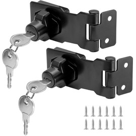 Kyuionty 2Pcs Keyed Hasp Locks 3 Inch Twist Knob Keyed Locking Hasp, Metal Safety Hasp Latches Keyed Different for Small Doors, Cabinets (Black)