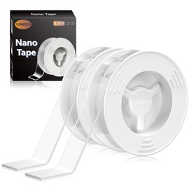 vimiroo 2 Pack Double Sided Tape Heavy Duty, Extra Large 9.85FT Nano Tape Double Sided Mounting Tape, Reusable Removable Transparent Wall Adhesive Strips for Poster Carpet