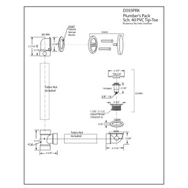 Westbrass Illusionary Overflow Sch. 40 PVC Plumbers Pack with Tip-Toe Bath Drain, Powder Coat White, D593PHRK-50