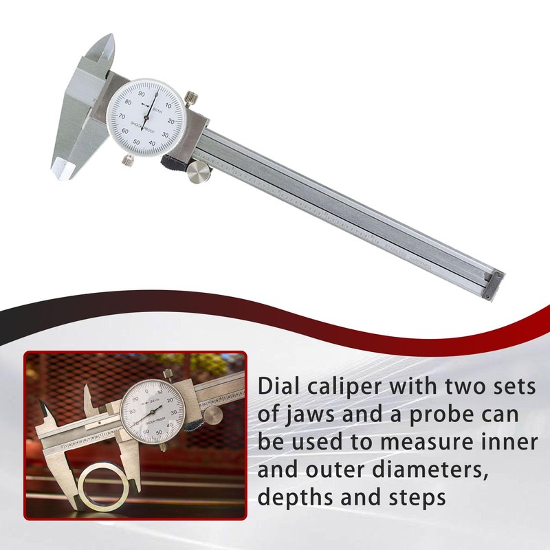 findmall 6" Dial Caliper 0.001 Stainless Steel Caliper Measuring Tool