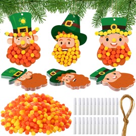 Motipuns 24 Set St. Patrick's Day Pom-Pom Crafts Kits Leprechaun Pom-Pom Craft Kits St. Patrick's Day Supplies St. Patrick's Day Activity Shamrock Craft Leprechaun Trap Supplies