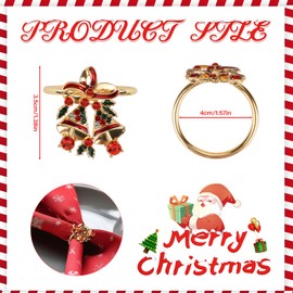 MOAMUN Pack of 8 Christmas Napkin Rings Gold, Christmas Diamonds Bells Napkin Ring Napkin Ring, Christmas Decoration Christmas Decoration Table Decoration for Christmas Wedding Thanksgiving Day
