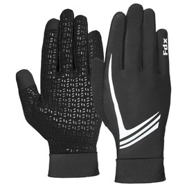 FDX Full Finger Winter Cycling Gloves, Breathable, Water Resistant, Windproof, Touchscreen, Anti-Slip Silicon Printing - Thermal, Warm Men Women, Racing, MTB, Running, Riding, Hiking Black-S