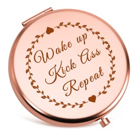 Inspirational Gifts for Women Compact Makeup Mirror Funny Friendship Gift for Sister Friend Funny Gifts Ideas Thank You Gift for Friend Coworker Christmas Birthday Gift Folding Makeup Mirror Rose Gold