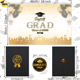 Graduation Decorations 2025 Black Gold Graduation Guest Book to Sign Class of 2025 Signature Guestbook Alternative Party Gifts Keepsake Congrats Grad Signing Memory Card Board College High School