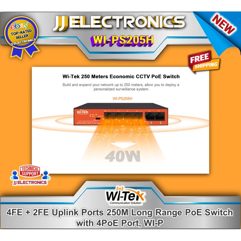 Wi-Tek Switch WI-PS205H V2 4 FE PoE Ports x 10/100Mbps,