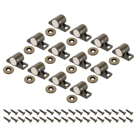 uxcell 12 Pcs Cabinet Door Catch, Cabinet Latch Metal Magnetic Lock with Screw for Cupboard Kitchen Closet Wardrobe Door, Bronze