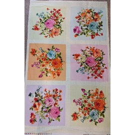 Maywood Studio Bloom On 100% Cotton  Floral Lg 12.5" Squares Quilting Panel