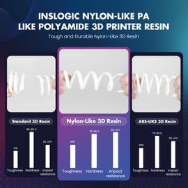 Inslogic Nylon 3D Printer Resin Black, 2KG Strong Tough Durable Nylon Like 3D Resin, High Compatible for LCD DLP SLA Resin 3D Printers, 395-405nm UV Light Curing 3D Printing Liquid Photopolymer Resin