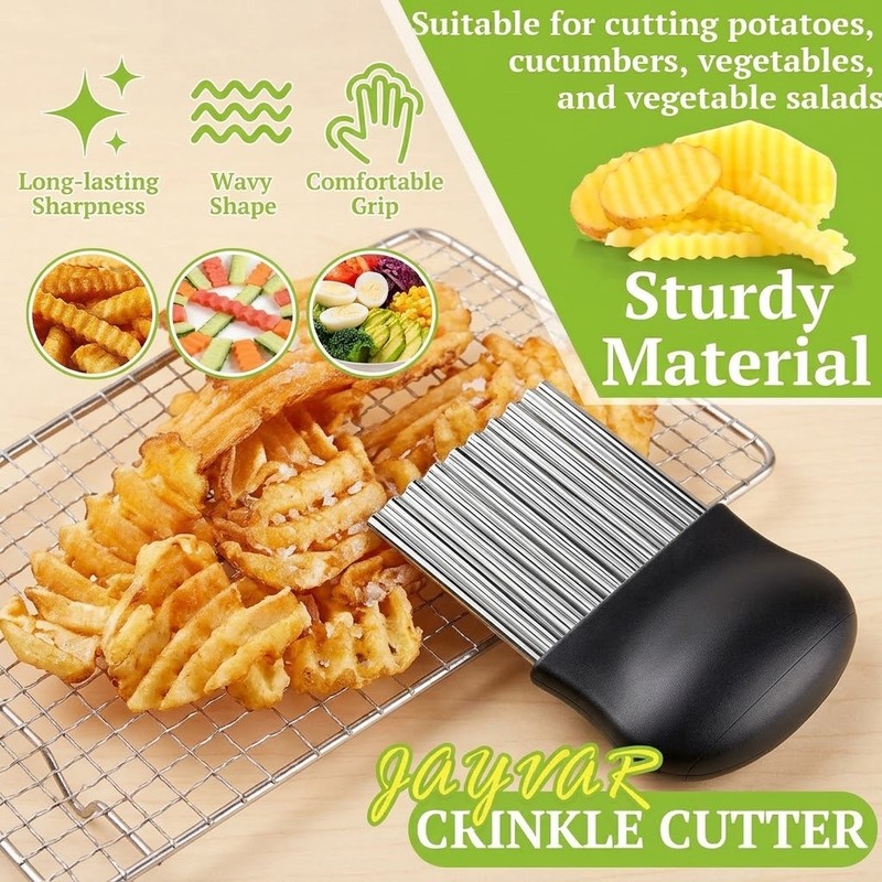 Stainless Steel Crinkle Cutter for Potatoes – Wavy Vegetable Slicer