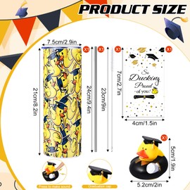 IWOLOMI 3 Pcs Graduation Gifts for Him, Her Graduation Rubber Duck 20 OZ Ducks Stainless Steel Tumbler with Lid and Straw Congratulation Greeting Cards for Gifts Class of 2025 Party Favors