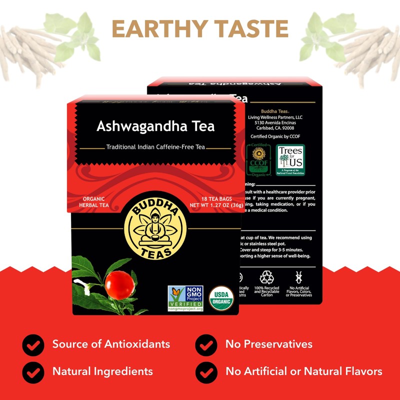 Buddha Teas - Ashwagandha Root Tea - Herbal Tea -