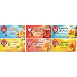 Country Tea Mix, Greek Apricot, Spanish Orange, Italian Lime, Caribbean Mango, Mediterranean Peach, Italian Sweet Cherry, 6 Packs 270g