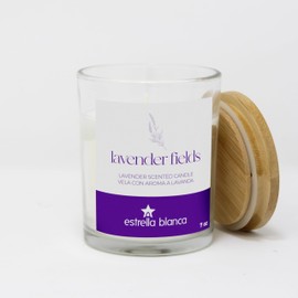 Estrella Blanca Scented Candle – Lavender Fields, Aromatic Soy Wax, Long Lasting, 35 Hour Burn, Bamboo Top, 7 oz