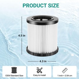 2 Pack DCV580H DCV581H HEPA Filter Replacement Compatible with DEWALT 20V MAX Shop Vac Cleaner Cordless and Corded Portable 2 Gallon Wet Dry Vacuum, Washable and Reusable Filter