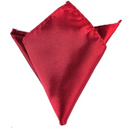 Boolavard Satin 1pcs, 6pcs or 12pcs Pack Solid Plain Wedding Mens Pocket Square Office Suit Handkerchief Hanky (Red)