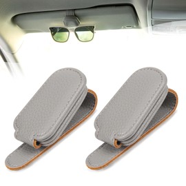 Anfly Sunglasses Holders for Car Visor 2 Pcs, Glasses Holder for Car, Eyeglass Hanger Clip for Car Sun Visor Accessories Grey