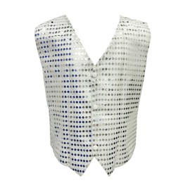 TACKTIMES Kids Boys Girls Shiny Sequins Vest Shirt Jazz Hip-hop Dance Jacket Waistcoat Stage Performance Costume Accessory (Silver, 9-10)