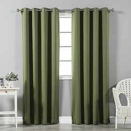 Best Home Fashion Thermal Insulated Blackout Curtains - Stainless Steel Nickel Grommet Top - Olive - 52" W X 96" L - (Set of 2 Panels) …