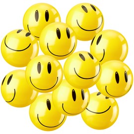 Motionchic 12 Pcs Smile Inflatable Beach Balls 12 Inch Summer Beach Pool Party Toys Bulk Yellow Smile Face Water Balls for Summer Vacation Swimming Pool Games Birthday Party Favors