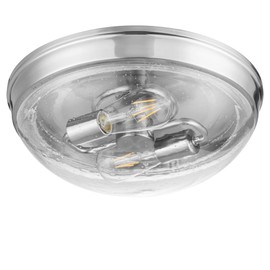 Prominence Home Madalyn 13" Brushed Nickel Flush Mount Seeded Round Glass Ceiling Light - 51542-01