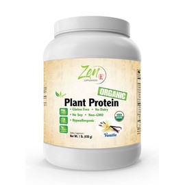 Zen Supplements - Organic Plant Protein Vanilla 1 LB-Powder - 25.5g of Organic Protein per Serving - Certified Non-GMO, Gluten Free and Vegan-Friendly Organic Protein Powder.