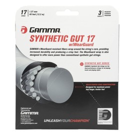 Gamma Synthetic Gut w WearGuard 16g Yellow Tennis Racquet String (6 Sets)