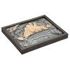 WOODCHART Martha's Vineyard, Massachusetts 3-D Nautical Wood Map, Grey Frame,