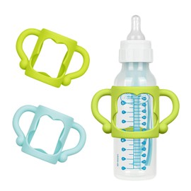 Aolso Silicone Baby Bottle Handles, 2PCS Bottle Handles for Dr Brown Narrow Bottles, Easy Grip Handles to Hold Baby Bottle, Easy Carry Handle Lightweight Bottle Handle(Green/Blue)