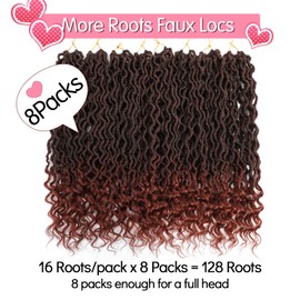 Karida Faux Locs Crochet Hair 18 Inch, 8 Packs Pre Looped Goddess Locs Crochet Hair, Wavy Crochet Goddess Locs With Curly Ends, Boho Faux Locs Crochet Hair For Black Women (18 inch, T350#)