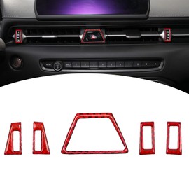 Agulier Compatible with Center Console Air Conditioning Vent Outlet Trim Panel Carbon Fiber Protection Frame Sticker Interior Accessories Decoration for Toyota Supra GR A90 A91 MK5 2019-2022(Red)