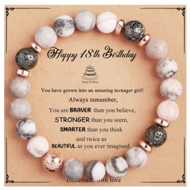 Yiyang 18 Year Old Birthday Gifts 18th Birthday Gift Ideas Natural Stone Stretch Bracelet Happy Birthday Jewelry 18th Birthday Bracelet for Women Daughter Sister,18th Birthday Gifts