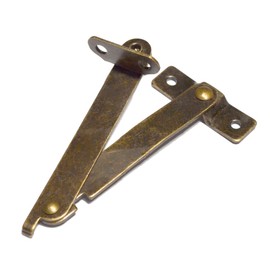 4 Pcs Bronze Lid Folding Support Hinges Brass Lift Up Stay Hinge Vintage Lid Display Bracket for Wooden Chest Gift Box Jewelry Case Furniture (Open Length:15cm, Width:4cm)