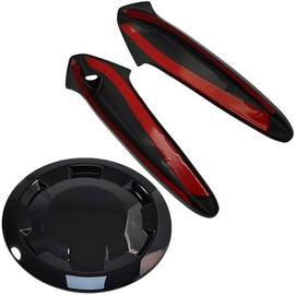VHEUHZ 2pcs/set Black Glossy Door Handle Covers + Car Fuel Cap Cover Compatible with Honda Civic FN2 2005-2012 European Model FN FK Type R 74480SMGE01150
