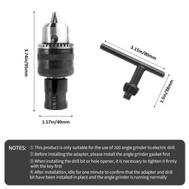 Kofdvdz 5/8-11 Angle grinding machine special conversion chuck, 1.5-13mm diameter metal drill chuck with fixed converter and quick replacement, stable use, can replace electric drill holes