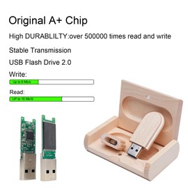 Meiyuexiang Pack of 5 64 GB Wooden Flash Drive USB 2.0, High Speed Maple Wood USB Flash Drive Thumb Drive Memory Stick with Wood Box