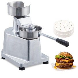 GarveeTech Commercial Burger Patty Maker with 500 Pcs Patty Papers, 5 Inch Hamburger Beef Patty Maker, Food-Grade Stainless Steel Hamburger Press Burger Machine, Beef Pork Vegetarian Patties Maker