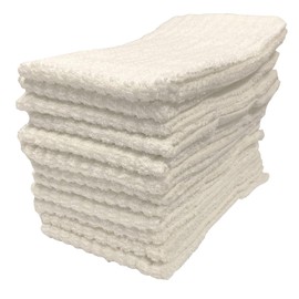 PREMIUS 12-Pack Bar Mop Kitchen Towel, 100% Cotton, White, 16x19 Inches